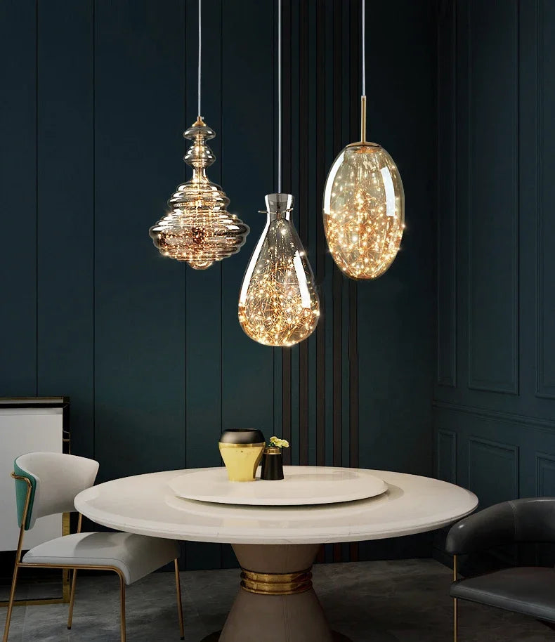 lustre de luxe en verre et laiton éclairage décoratif starlight - vue 3 sur 10