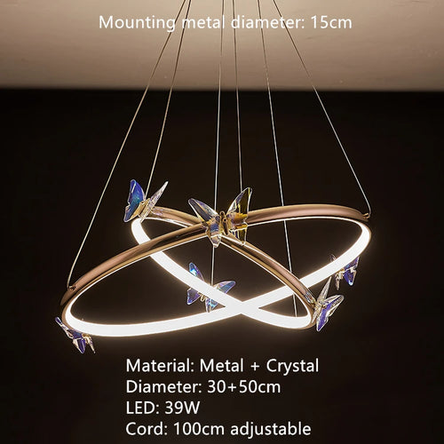 LED-Wandleuchte Kristall Schmetterling Oberfläche Gold - vue 13 sur 19