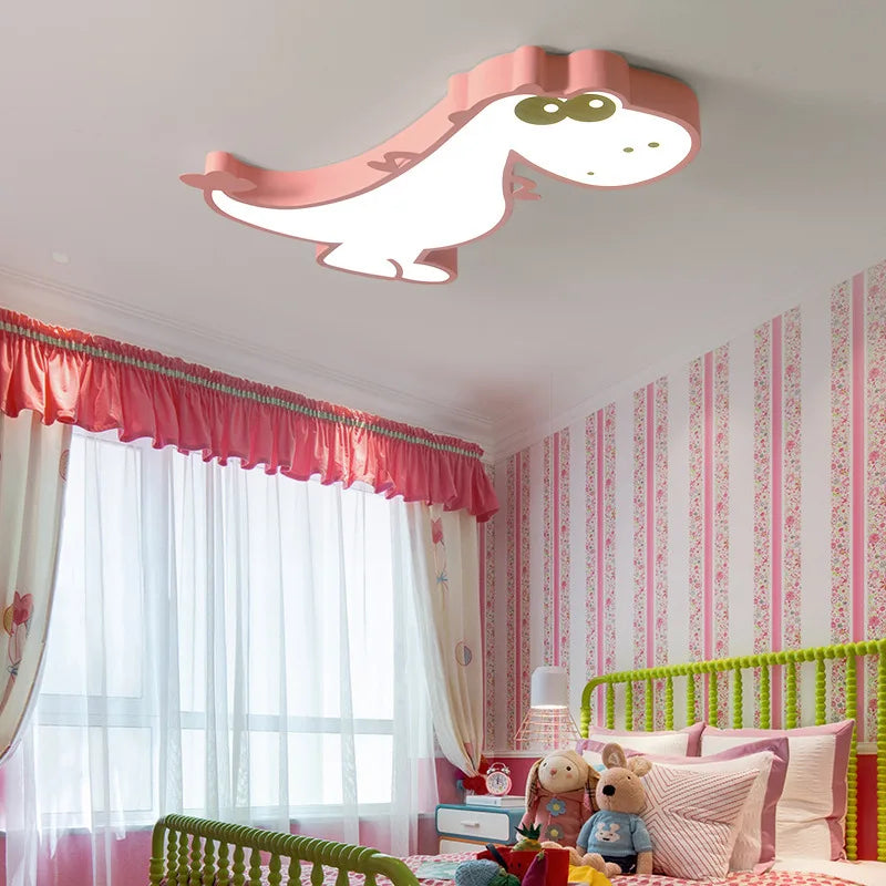 LED Ceiling Creative Cartoon Dinosaur for Children's Room Lamp, Modern Warm and Romantic Boy and Girl Bedroom Light  Lampara RC - vue 3 sur 8
