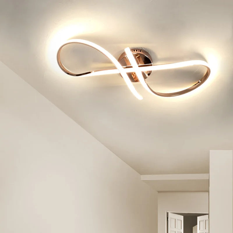 plafonnier led moderne luminaire intérieur placage chromé doré - vue 7 sur 10