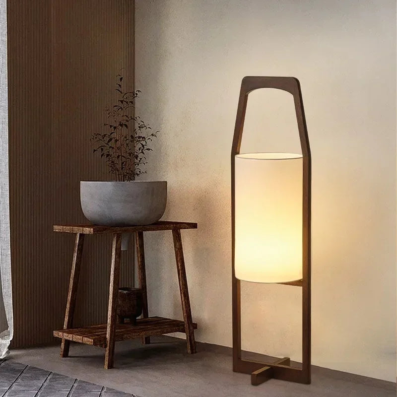 lampadaire en bois japonais wabi sabi pour décoration intérieure ambiance zen - vue 3 sur 8