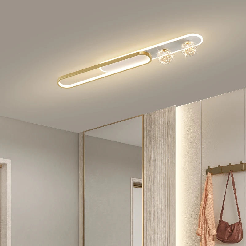 Moderner luxuriöser Kronleuchter mit Sternendesign und langer Einbauleiste - vue 4 sur 14