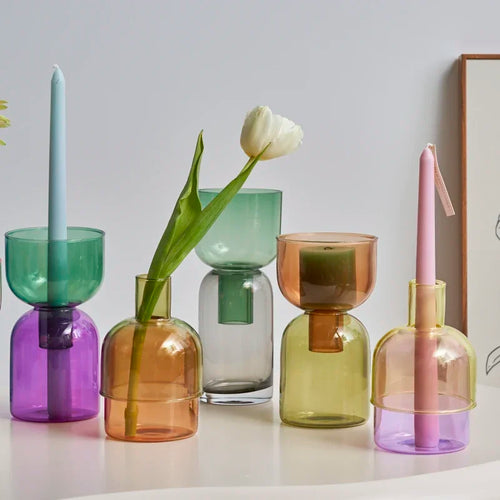 bougeoir en verre décoratif pour plantes et bougies