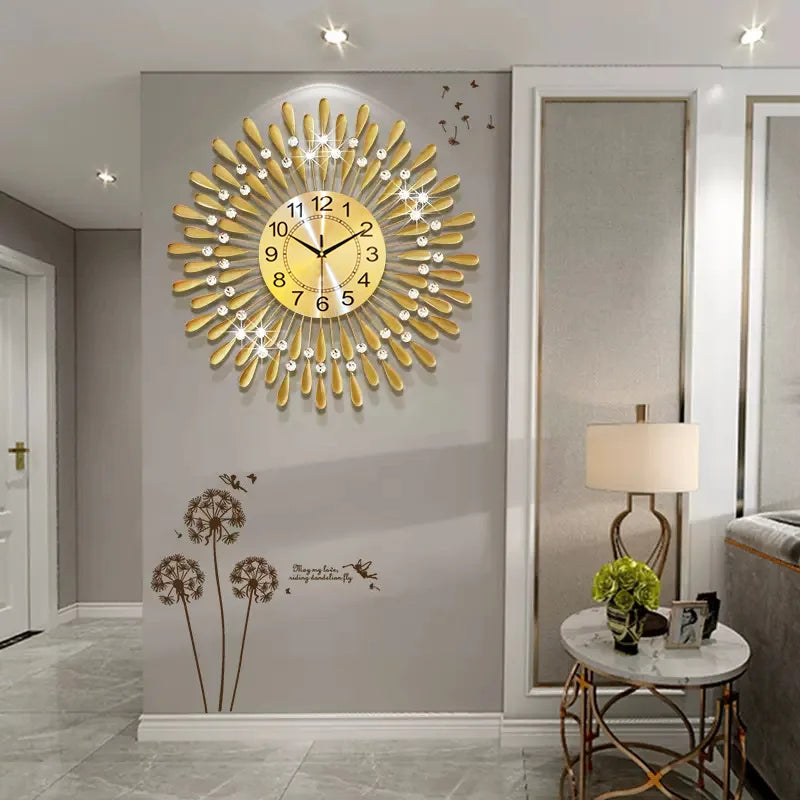 Crystal Sun Modern Style Silent Wall Clock 38X38/60X60/70X70cm,  New Product Living Room Office Home Wall Decoration