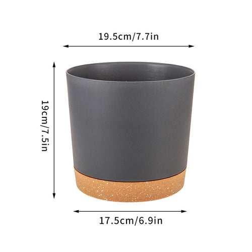 grand pot circulaire en plastique pour plantes d'intérieur avec drainage et plateau