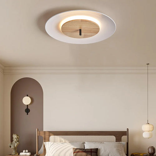 plafonnier moderne en bois avec éclairage led et télécommande - vue 4 sur 8
