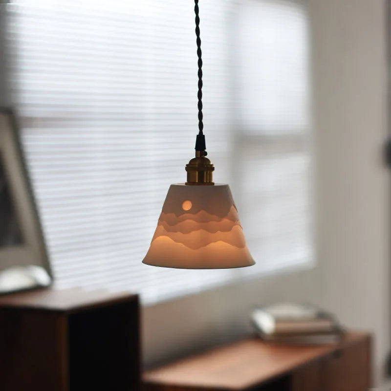 suspension Style japonais Zen en céramique chez l'habitant salon montagne ombre chambre en laiton LED lumières