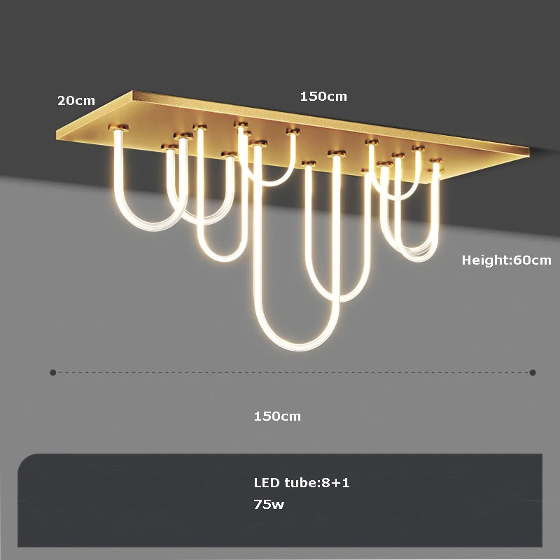 lustre rectangulaire en acier inoxydable à intensité variable - vue 7 sur 11