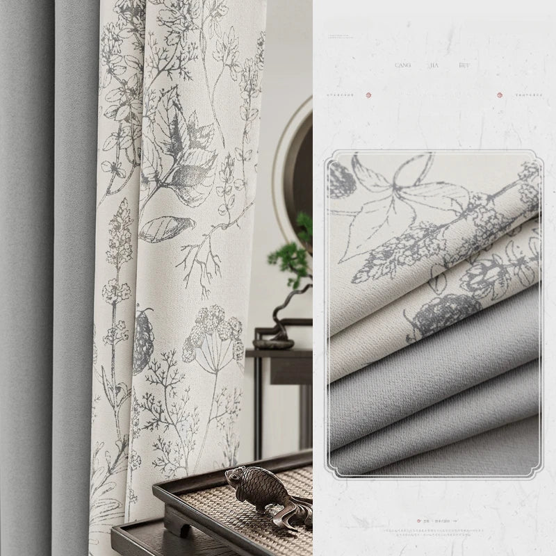 Rideau style chinois floral pour salon chambre