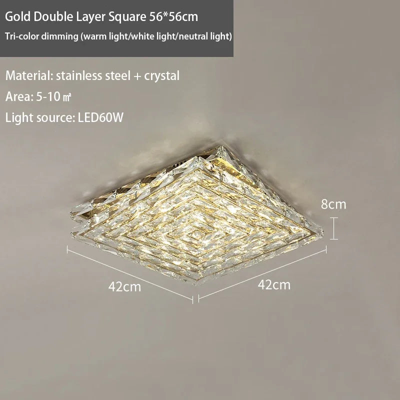 LED-Deckenleuchte Quadrat Kristall Luxus für Innendekoration