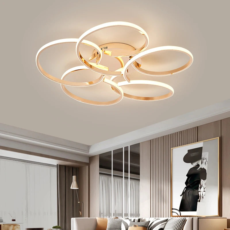 plafonnier moderne à LEDs lumières pour salon chambre étude salle éclairage intérieur Chrome/plaqué or - vue 5 sur 12