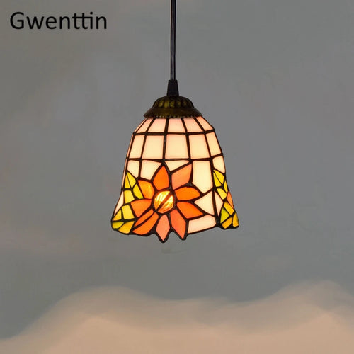 Pendelleuchte aus getöntem Glas im Tiffany-Stil für moderne Einrichtung - vue 10 sur 14