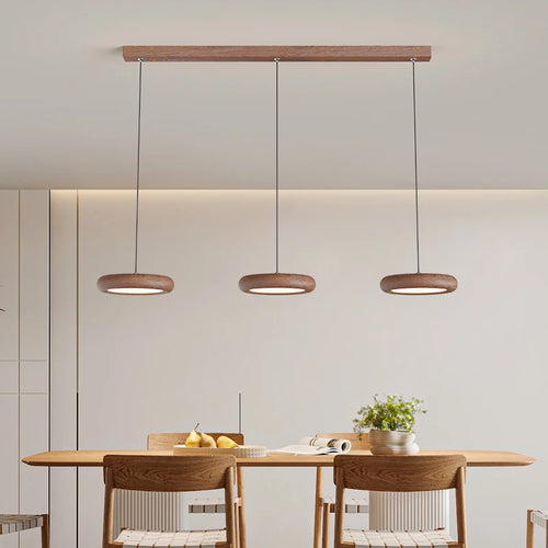 Minimalistischer nordischer Deckenleuchte aus Holz mit moderner LED-Beleuchtung - vue 6 sur 12