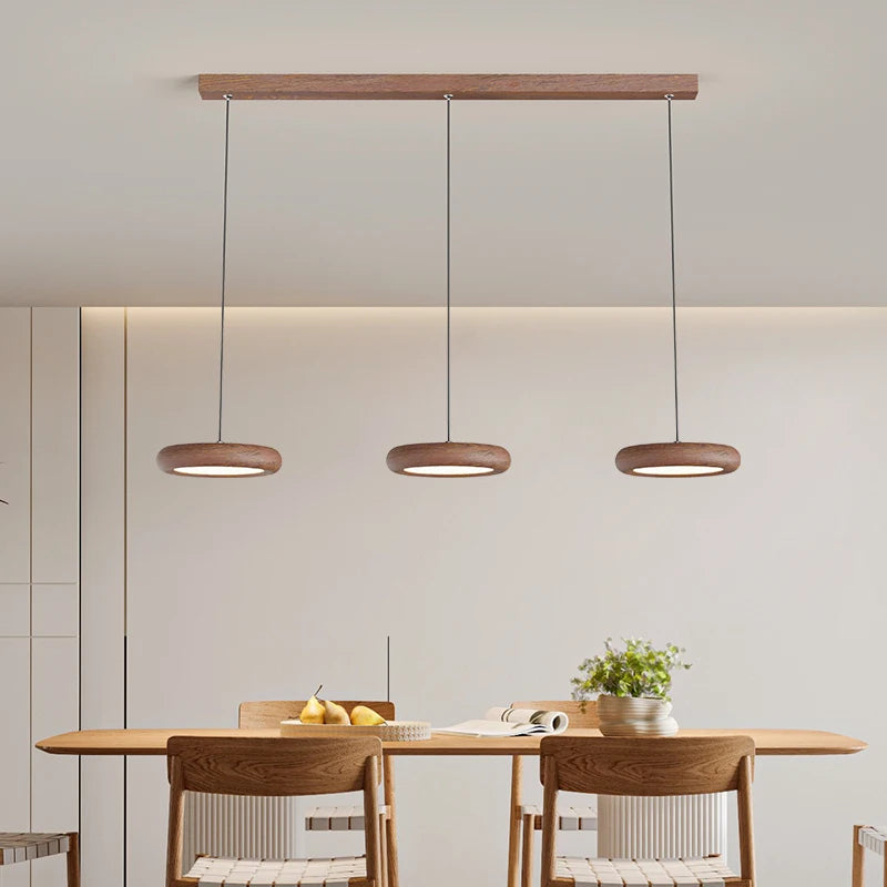 Minimalistischer nordischer Deckenleuchte aus Holz mit moderner LED-Beleuchtung - vue 6 sur 12