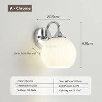 Applique murale LED rétro en forme de boule chromée