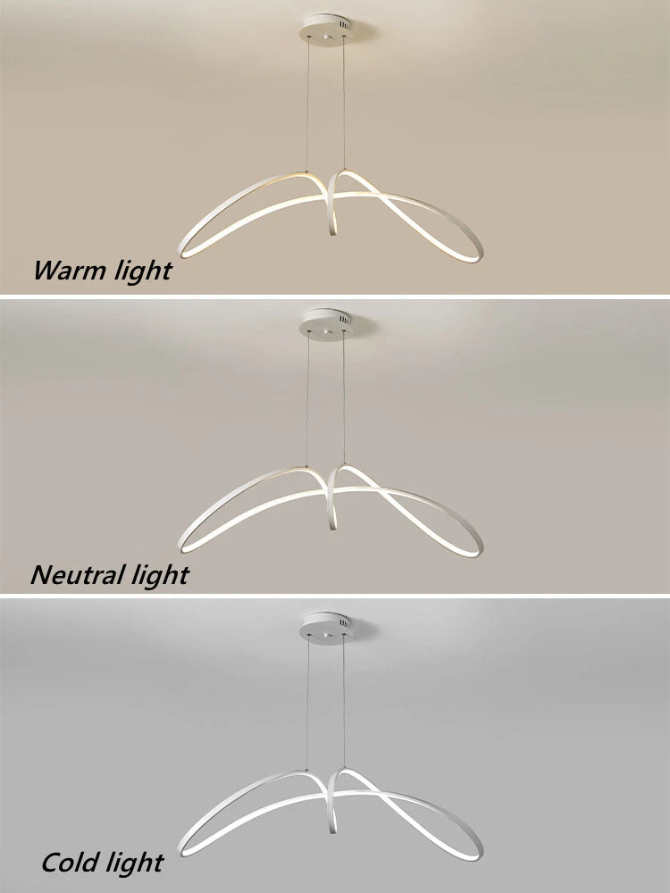 lustre en aluminium en forme de papillon avec éclairage led - vue 7 sur 8