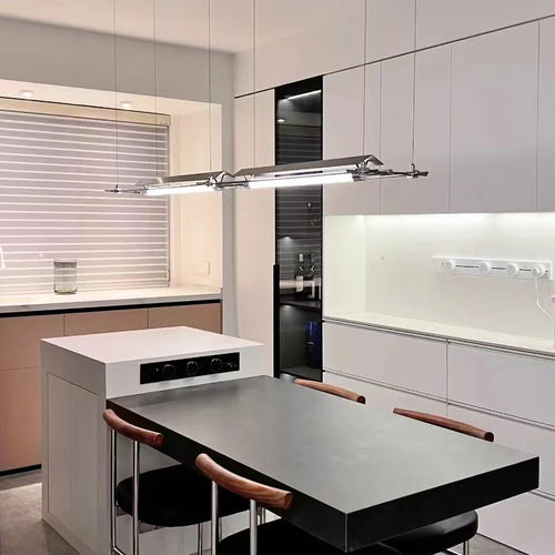 Industrieller LED-Kronleuchter extralang für Bar Studio Büro - vue 2 sur 8