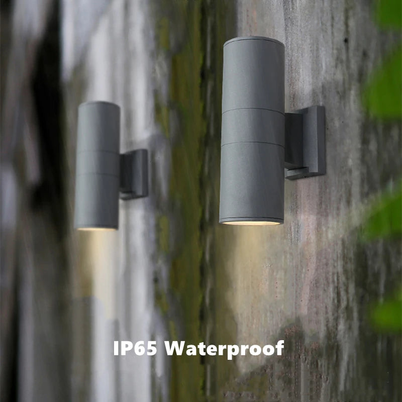 12W Outdoor Glass Tube LED Wall Lamp E27 Waterproof Single Double Head Up&Down Lighting Porch Light Garden Exterior Wall Sconce - vue 5 sur 14