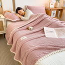 plaid polaire doux couvre lit salon chambre uni