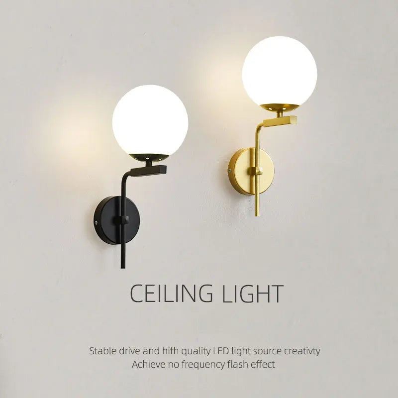 applique murale led moderne en forme de boule de verre pour décoration intérieure - vue 2 sur 10