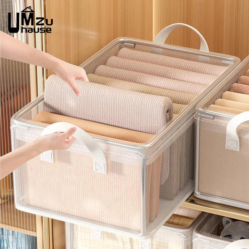 lot de 2 paniers transparents avec cadre en métal pour rangement polyvalent - vue 7 sur 7