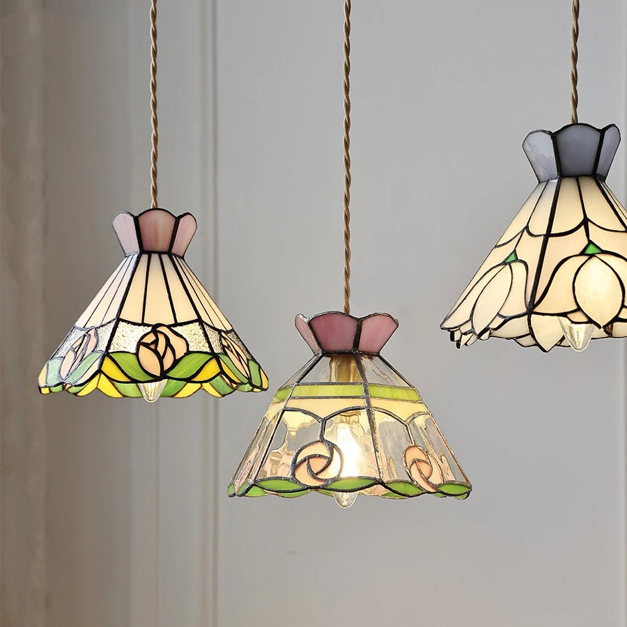 suspension fleur verre cuivre nordique moderne led iwhd europe syle - vue 5 sur 26