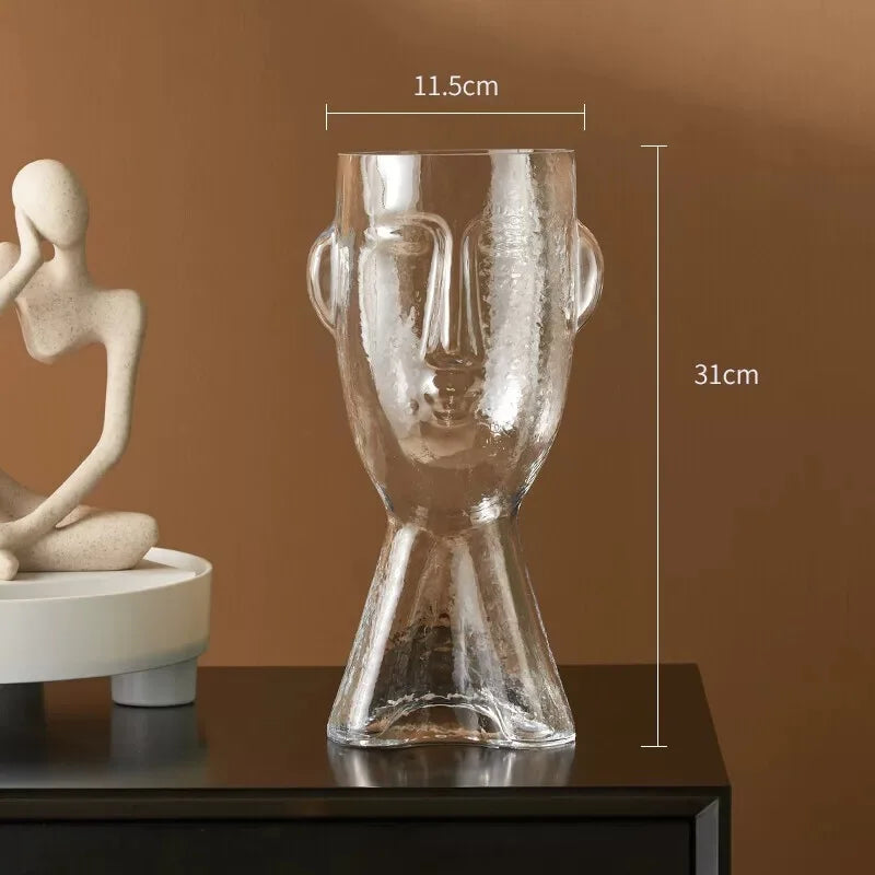 vase en verre visage humain abstrait pour fleurs décoratives modernes - vue 4 sur 9