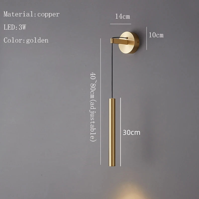 LED-Wandleuchte aus Messing, höhenverstellbar, warmes Ambiente, Luxus - vue 7 sur 7