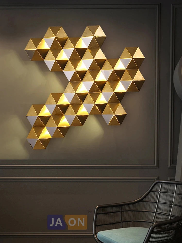 Applique murale LED postmoderne en acier inoxydable doré nid d'abeille LED lumière LED pour magasin chambre Foyer - vue 6 sur 11
