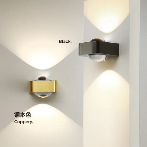 Moderne quadratische Wandleuchte Kupfer Luxus LED Doppelkopf - vue 3 sur 8