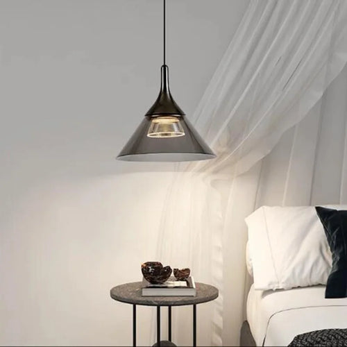 Plafonnier LED suspendu en aluminium et verre