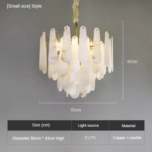 Luxuriöse Pendelleuchte aus Marmor und Kupfer im minimalistischen chinesischen Stil