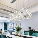 Lustre design cristal doré carré moderne