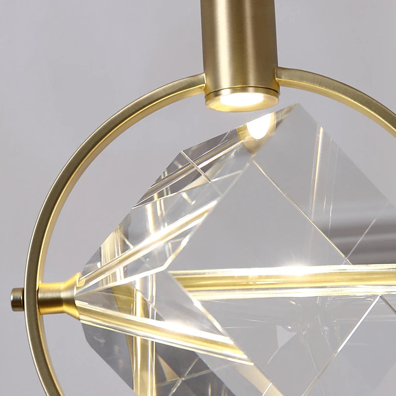 suspension cristal led luminaire suspendu style nordique loft décor intérieur - vue 7 sur 18