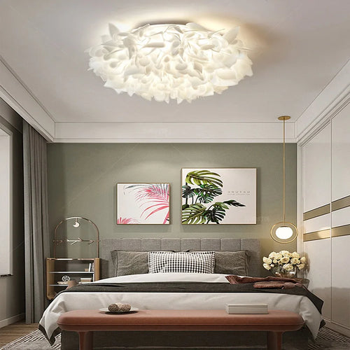 plafonnier led fleur romantique dimmable avec télécommande pvc - vue 6 sur 12