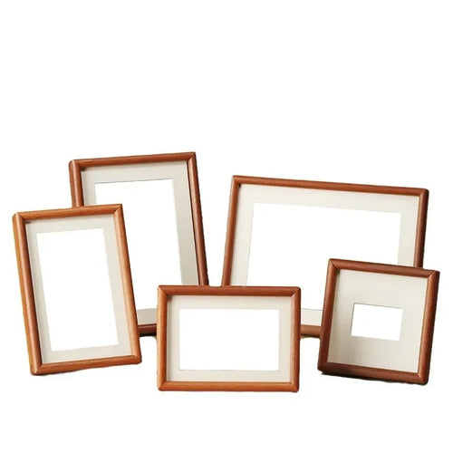 Solid Wood Round Corner Picture Frame, Walnut and Golden Sandalwood, Minimalist Design, Tabletop, Home Decor - vue 3 sur 17