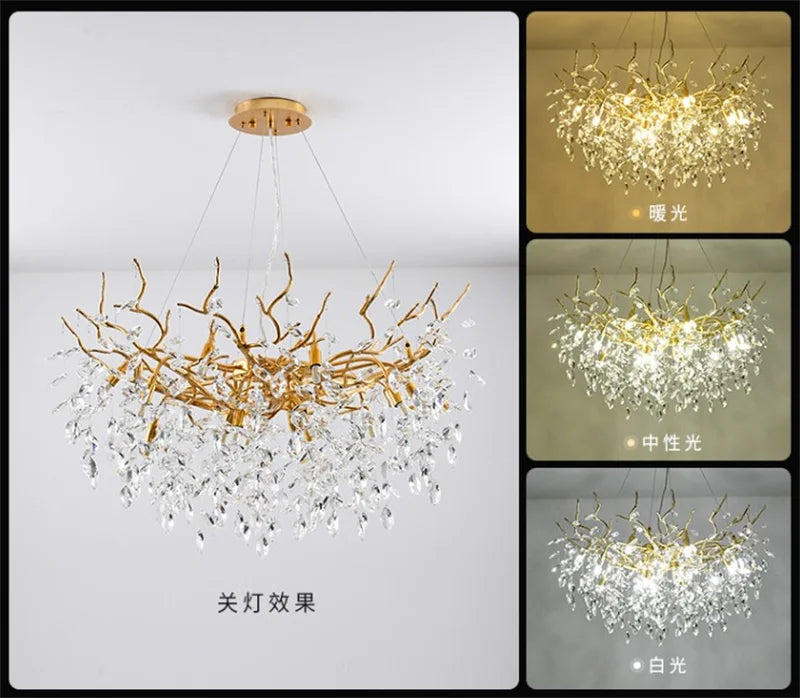 lustre en verre doré design luxueux pour décoration intérieure - vue 4 sur 16
