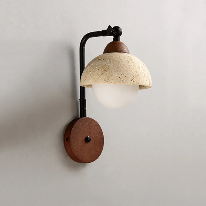 Applique murale led moderne en travertin demi-cercle ambiance simple - vue 5 sur 6