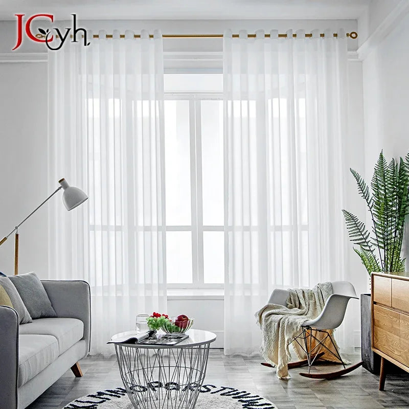 Voilage tulle moderne semi transparent pour salon chambre