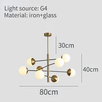 lustre moderne boule de verre métal doré décoration artistique