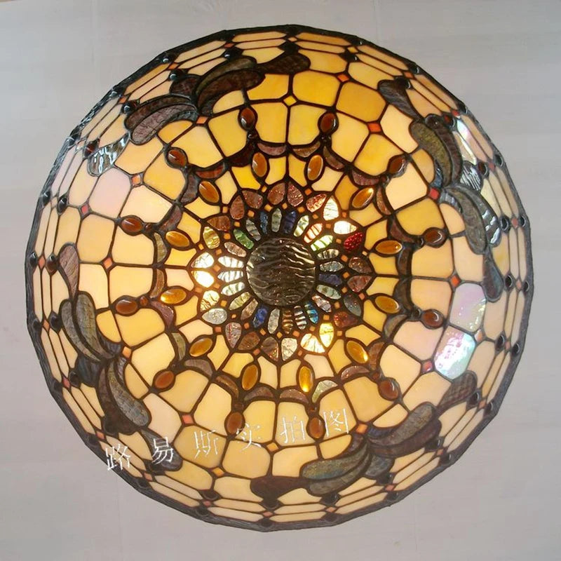 lustre en verre tiffany classique style européen pour décoration intérieure - vue 3 sur 6