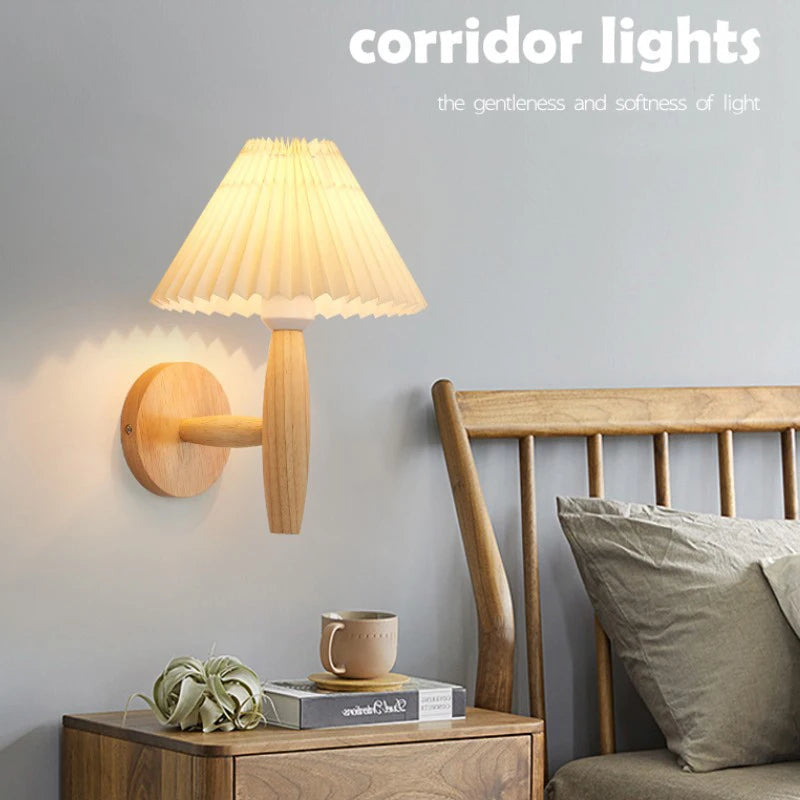 lustre moderne nordique en bois parapluie plissé pour maison - vue 5 sur 10