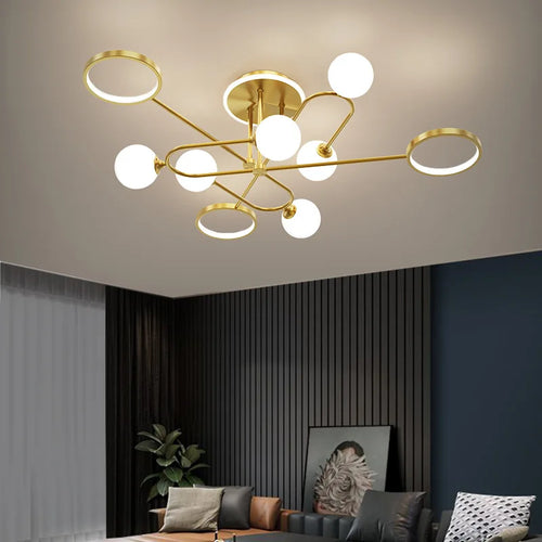 Moderner Kronleuchter aus weißem Glas mit elegantem Design für zeitgemäße Innenräume - vue 3 sur 12