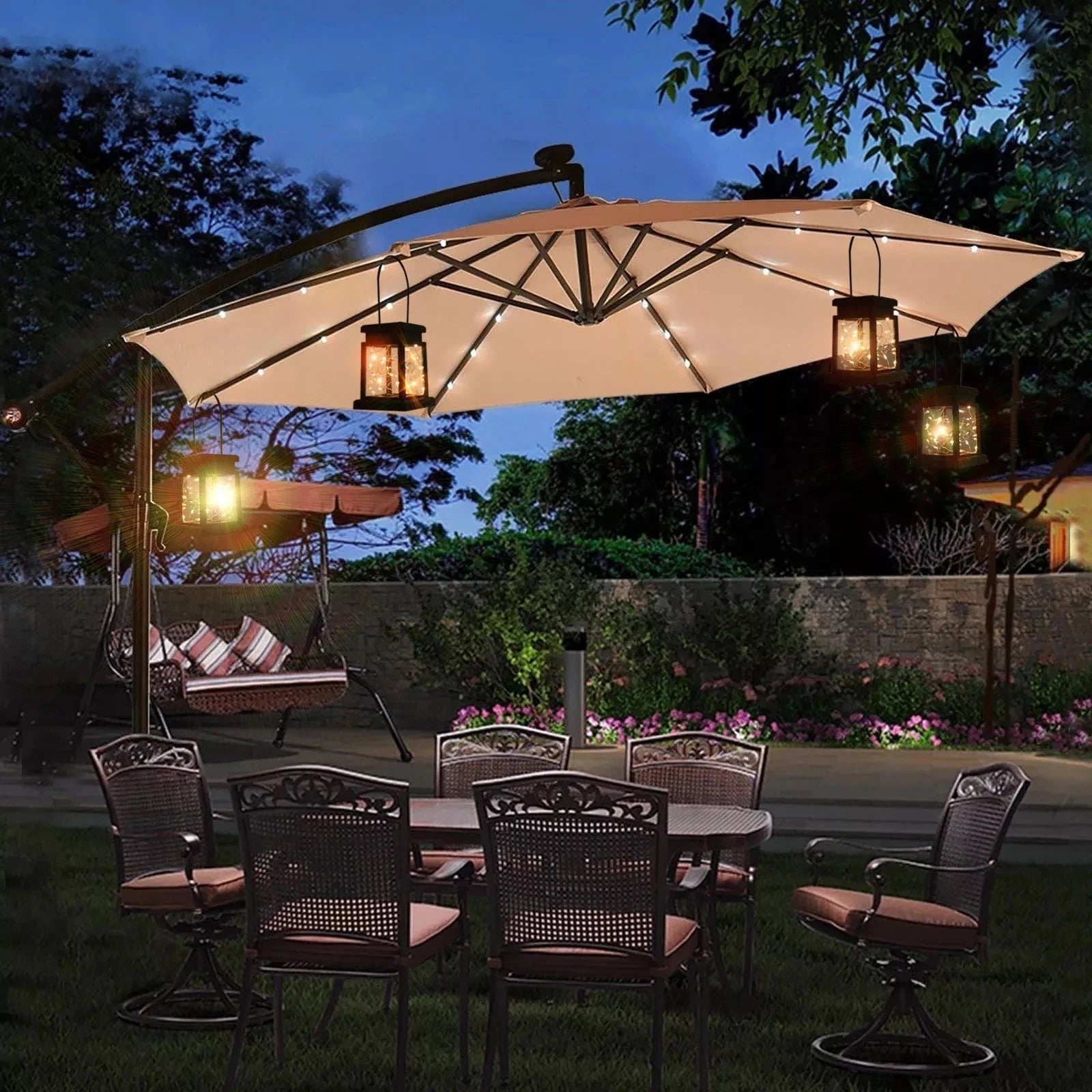 lanterne solaire décorative pour jardin et cour extérieure - vue 6 sur 7