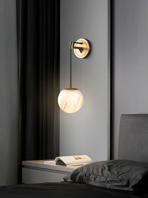 Moderne Nachttischlampe aus Kupfer und Naturmarmor - vue 2 sur 10