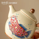 Théière chinoise arowana céramique style rétro kung fu