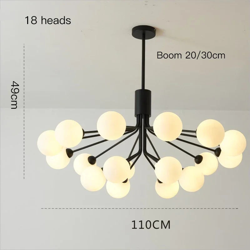 lustre moderne en verre à bulles et fleurs décoratif - vue 8 sur 12
