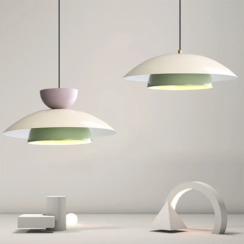 Nordique LED crème suspension lumières macaron 2/3 niveaux esthétique décor lampes suspendues chambre salon Restaurant luminaires - vue 2 sur 13