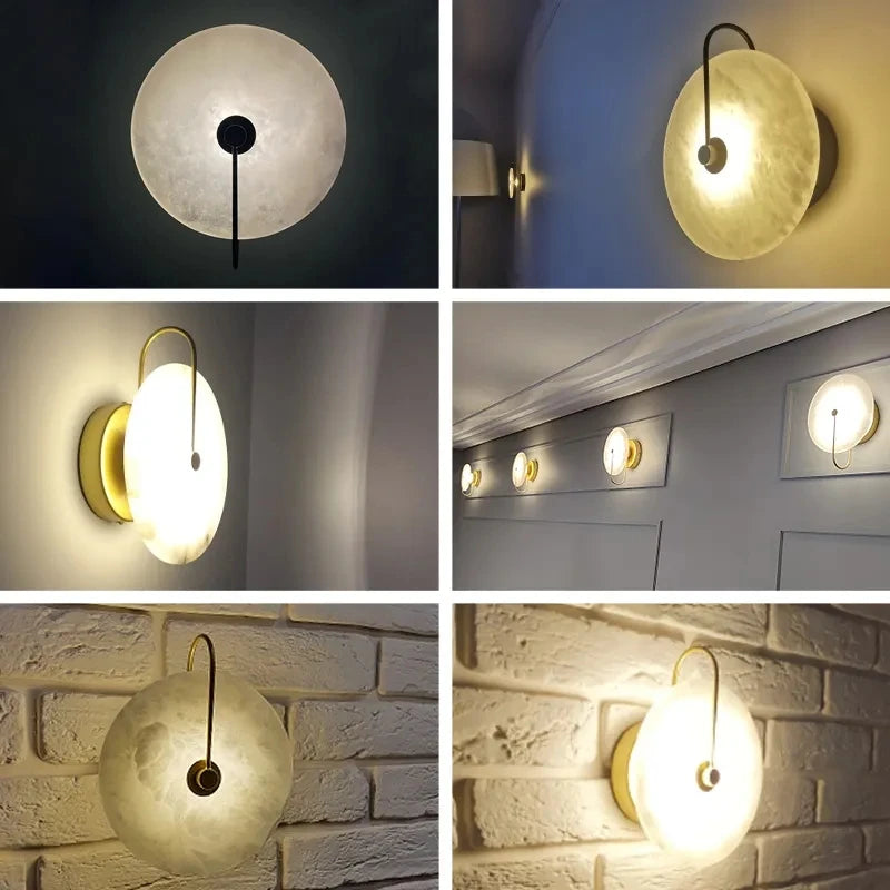 Applique murale en marbre décor à la maison décoration murale abat-jour en marbre applique murale LED luminaires pour la décoration intérieure chambre lampes LED - vue 5 sur 14