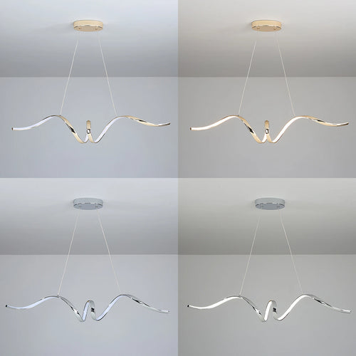 Suspension moderne LED lumière chromé design spirale